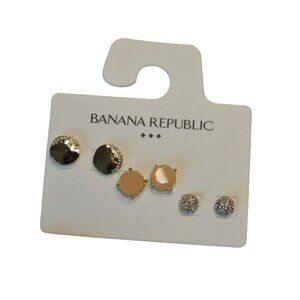 Banana Republic Earring Set Of 3 - Gold & Silver Studs For Women